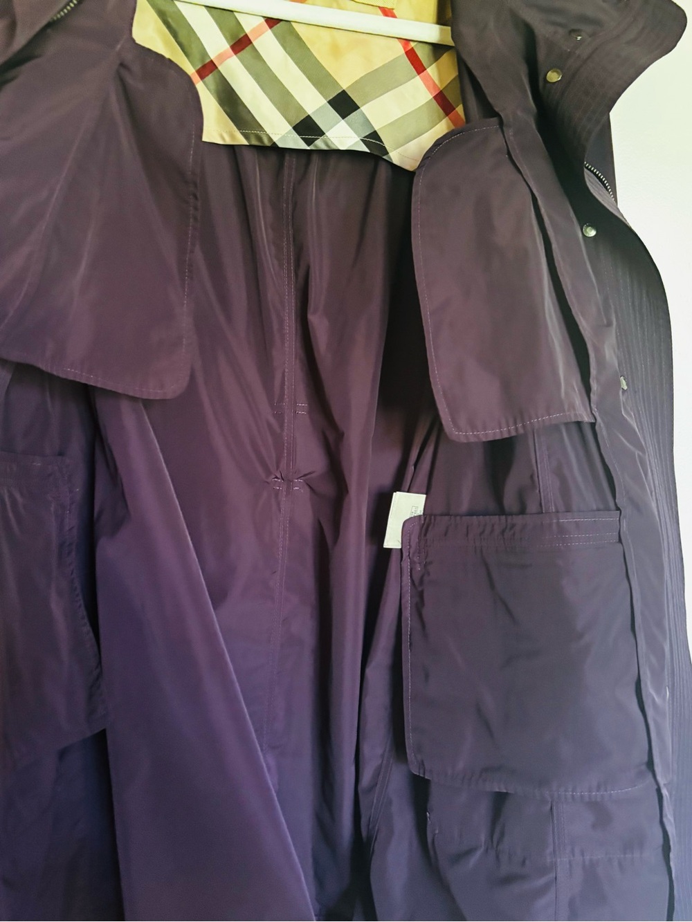 Burberry Dark Purple Belted Trench Coat with Zip Details - Picture 8 of 14